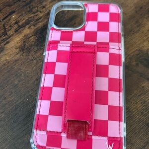 Walli Case-Pink Checkered Phone Case with Strap